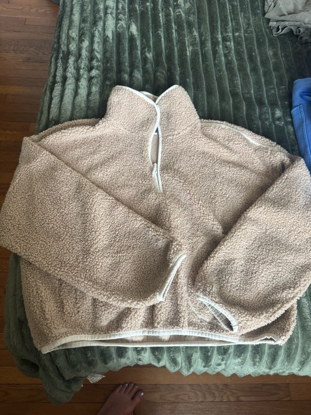 Old Navy Tan Teddy Sherpa Quarter-Zip Jacket